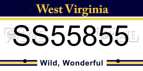 SS55855 West Virginia License Plate