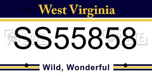 SS55858 West Virginia License Plate