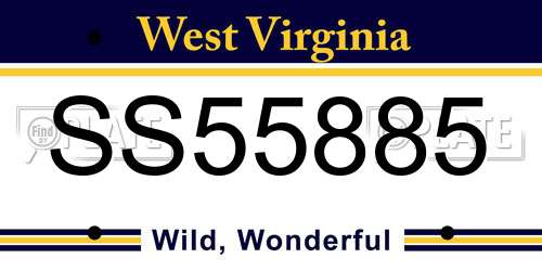SS55885 West Virginia License Plate