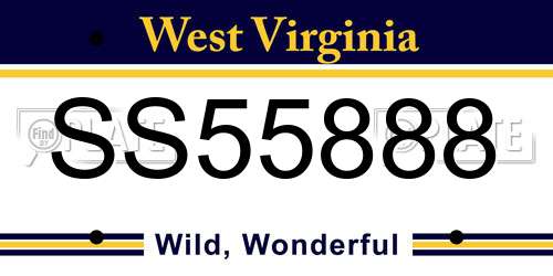 SS55888 West Virginia License Plate