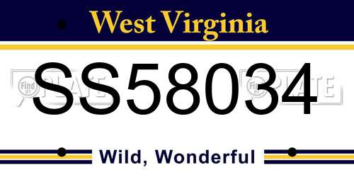 SS58034 West Virginia License Plate