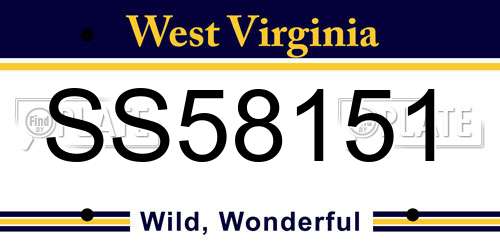 SS58151 West Virginia License Plate
