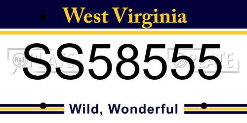 SS58555 West Virginia License Plate