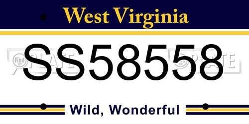SS58558 West Virginia License Plate