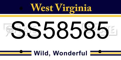 SS58585 West Virginia License Plate