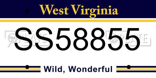 SS58855 West Virginia License Plate