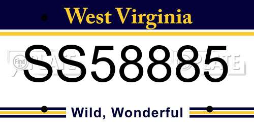 SS58885 West Virginia License Plate