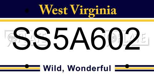 SS5A602 West Virginia License Plate