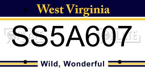 SS5A607 West Virginia License Plate