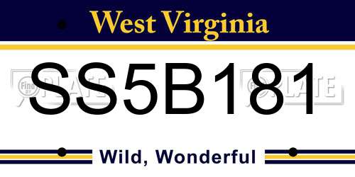 SS5B181 West Virginia License Plate