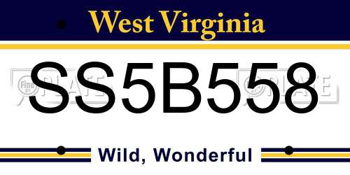 SS5B558 West Virginia License Plate