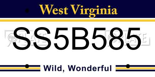 SS5B585 West Virginia License Plate