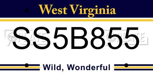 SS5B855 West Virginia License Plate