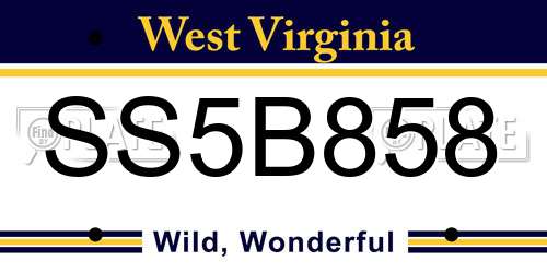 SS5B858 West Virginia License Plate