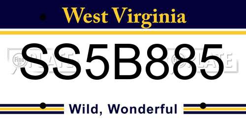 SS5B885 West Virginia License Plate