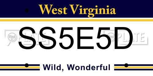 SS5E5D West Virginia License Plate