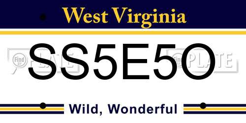 SS5E5O West Virginia License Plate