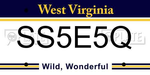 SS5E5Q West Virginia License Plate