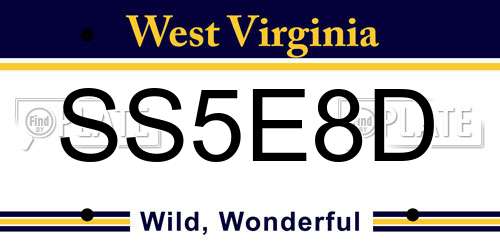 SS5E8D West Virginia License Plate