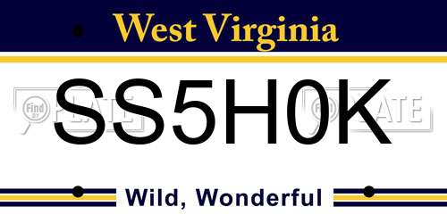SS5H0K West Virginia License Plate