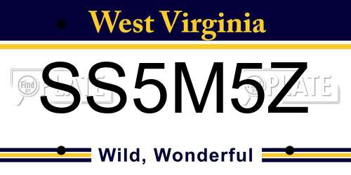SS5M5Z West Virginia License Plate