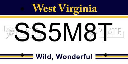SS5M8T West Virginia License Plate
