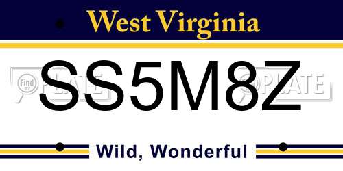 SS5M8Z West Virginia License Plate