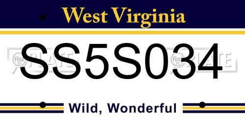 SS5S034 West Virginia License Plate