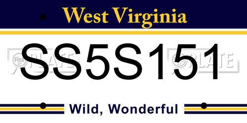 SS5S151 West Virginia License Plate