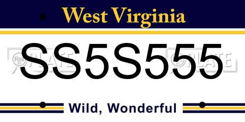 SS5S555 West Virginia License Plate