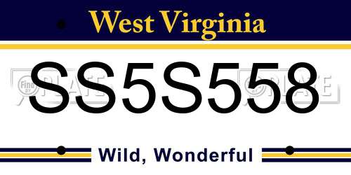 SS5S558 West Virginia License Plate