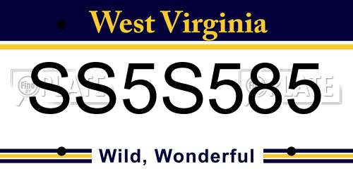 SS5S585 West Virginia License Plate