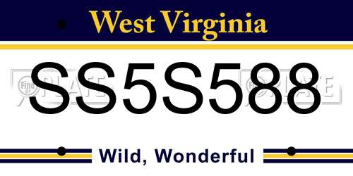 SS5S588 West Virginia License Plate