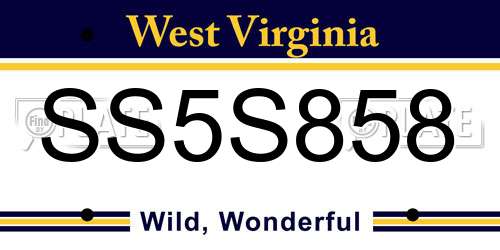 SS5S858 West Virginia License Plate