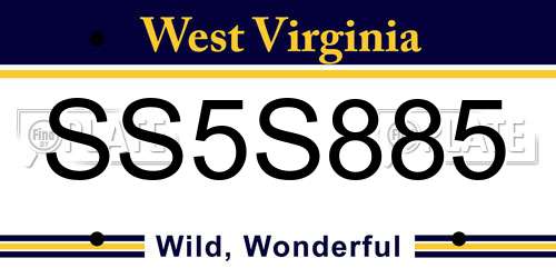 SS5S885 West Virginia License Plate