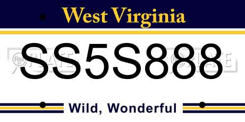 SS5S888 West Virginia License Plate