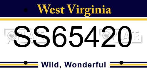SS65420 West Virginia License Plate