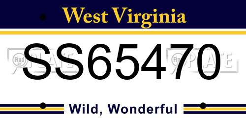 SS65470 West Virginia License Plate
