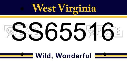 SS65516 West Virginia License Plate