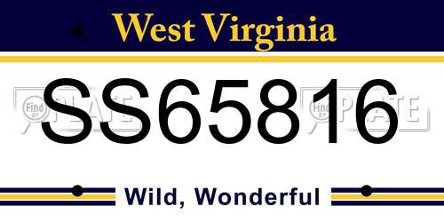 SS65816 West Virginia License Plate
