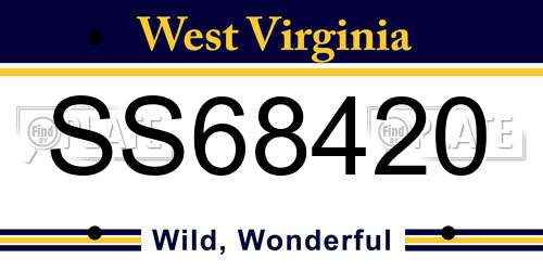 SS68420 West Virginia License Plate