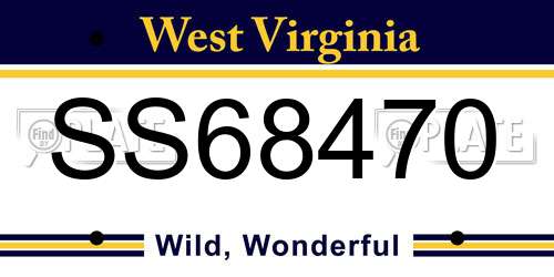 SS68470 West Virginia License Plate