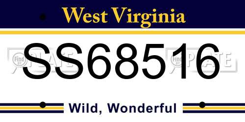 SS68516 West Virginia License Plate