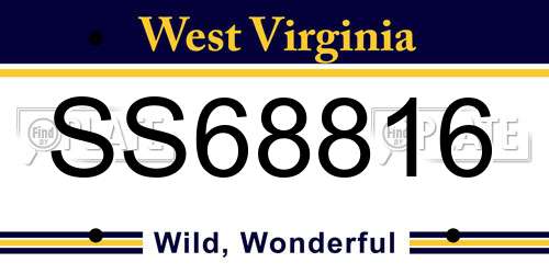SS68816 West Virginia License Plate