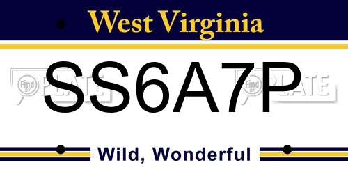SS6A7P West Virginia License Plate