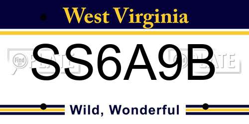 SS6A9B West Virginia License Plate