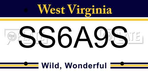 SS6A9S West Virginia License Plate