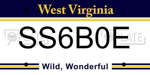 SS6B0E West Virginia License Plate