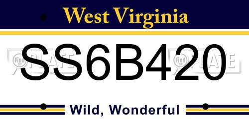 SS6B420 West Virginia License Plate