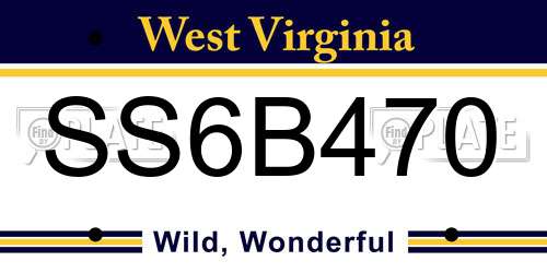 SS6B470 West Virginia License Plate
